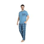 CALİA Erkek Yazlık Kısa Kol Cepli Pijama Takımı, %100 Pamuk, Mavi, L Beden