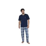 CALİA Erkek Yazlık Kısa Kol Penye Süprem Pijama Takımı, Lacivert Açık Mavi, 2XL