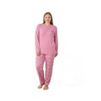 CALİA Kadın Büyük Beden Raporlu İnterlok Kumaş Düğmeli Pijama Takımı, Koyu Pembe, 3XL