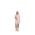 CALİA Kadın Kalpli Kısa Kollu Kurdeleli Şortlu Pijama Takımı, Pembe, S/M