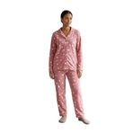 CALİA Kadın Önden Düğmeli Uzun Kollu Polar Peluş Pijama Takımı, Pembe, L