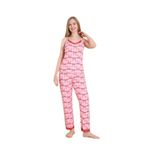 CALİA Kadın Pembe Dantelli İp Askılı Örme Yazlık Pijama Takımı, L Beden