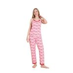 CALİA Kadın Pembe Dantelli İp Askılı Örme Yazlık Pijama Takımı, XL