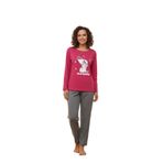 CALİA Kadın Pijama Takımı, Uzun Kollu, Pembe-Gri, XL Beden