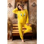 CALİA Kadın Sıfır Yaka Havlu Velsoft Pijama Takımı Peluşlu Kışlık