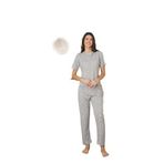 CALİA Kadın Yazlık Kısa Kol Penye Süprem Kumaş Pijama Takımı, Haki Kalpli, XL