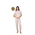 CALİA Kadın Yazlık Kısa Kol Penye Süprem Kumaş Pijama Takımı, Pembe Kalpli, 2XL