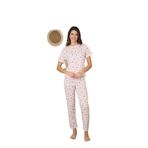 CALİA Kadın Yazlık Kısa Kol Penye Süprem Kumaş Pijama Takımı, Pembe Kalpli, XL