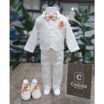 Calide Baby&Kids Erkek Bebek Kravat-Papyonlu Mevlüt Takımı - 3 Ay - Ekru - Turuncu