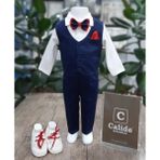 Calide Baby&Kids Erkek Bebek Kravat-Papyonlu Mevlüt Takımı - 3 Ay - Lacivert - Kırmızı