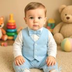 Calide Baby&Kids Erkek Bebek Kravat - Papyonlu Mevlüt Takımı - 6 Ay - Bebe Mavi