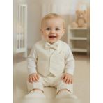 Calide Baby&Kids Erkek Bebek Mevlüt Takımı - Papyon & Kravatlı - Özel Gün Kıyafeti - 7'li Set - Ekru - 3 Ay