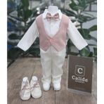 Calide Baby&Kids Erkek Bebek U Yaka-Papyonlu Mevlüt Takımı - 0 - 3 Ay - Pudra
