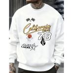 California Glory Basketbol Numarası 78 Desen Kazak Erkekler Sokak Rahat Spor Gömlek Sonbahar - Beyaz - 2XL