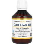 California Gold Nutrition Omega-3 Yağ Asitleri, Epa, Dha, A ve D Vitaminleri Içeren Morina Karaciğeri Yağı, Norveç Menşeli, Trigliserit Formunda, Doğal Limon Aromalı, 200 ml (6.7 Fl Oz) - Aromasız