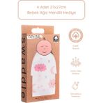 Caline Baby %100 Pamuk Premium & Hafif Müslin Bezi Örtüsü I 120x120 cm I Pembe I Bulut Desenli & 4 Adet Ağız Mendili 27x27cm