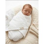 Caline Baby 2 Katlı %100 Pamuk Müslin Brode Kundak ve Örtü Bezi | 110X110 cm | Papatya Desen | Yenidoğan & Bebek Battaniyesi - Beyaz