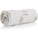 Caline Baby 4 Katlı Premium %100 Pamuk Jakarlı Müslin Battaniye| 110x110 cm | Kaktüs Yıldız Desenli - Yeşil