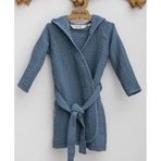 Caline Baby Navy Mat Mavi 4 Kat Müslin Çocuk Bornozu