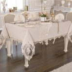 Çalışkan Çeyiz Evi 26 Parça Fransız Dantelli Yemek Takımı - Lüx 26 Parça Linen Fransız Dantelli Yemek Takımı