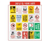 Çalışma Alanı Güvenlik Uyarı Levhaları Seti, 20'li Paket - Ahşap - Seçenek 1
