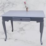 Calisma Masa St 90139 Model Kayin Aslan Ayak Cekmec Parlak Lake Gri Renk El Yapim