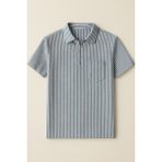 Calista Home Pamuk Erkek Polo Yaka Çizgili Kısa Kollu Tişört T-Shirt Yumuşacık - Lacivert