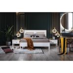Calitelli Marbella Bazalı Karyola - Beyaz Karyola ( 160 x 200 ) - 160 x 200 cm