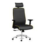 Calitte Tekno Yönetici Koltuğu Ergonomik Ofis Sandalyesi Deri Çalışma Koltuğu (Siyah Sarı)