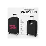 CALKARCOLLECTION Travel Mode Baskılı Siyah Valiz Kılıfı Bavul Koruyucu
