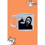 Call Me? Scream Maske Ara Beni Tasarım Baskılı Beyaz Lüks Sap Kupa Bardak - 250 ml