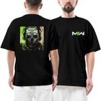 Call Of Duty Modern Warfare Iı Ghost Ön Arka Baskılı Siyah Oversize Tişört - XL