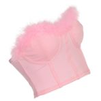 CALLARON Kürk Iç Sarma Göğüs Tüylü Gömlek Kostü Tüp Üst Estetik Pembe Bandeau Kawaii Kırpma Üst Tüp Kırpma Cami Kırpma Üst Bandeau Mahsul Tankı Büstiyer Tayt Kıllı Giyim Bayanlar