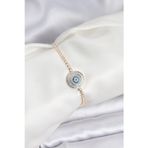 Callerrons Accessories Gold Renk Nazar Model Zirkon Taşlı Asansörlü Su Yolu Bileklik - EBJ260123W39147