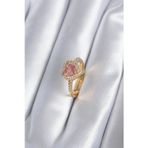 Callerrons Accessories Pirinç Gold Renk Pembe Zirkon Taş Kalp Charm Model Kadın Yüzük - EBJ251219W38917