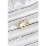 Callerrons Accessories Pirinç Gold Renk Zirkon Taşlı Vintage Kadın Yüzük - EBJ250927W37919