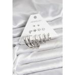 Callerrons Accessories Pirinç Gümüş Renk Halka Modelli 6 Çift Kadın Küpe - EBJ251025W38260
