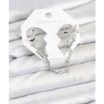 Callerrons Accessories Pirinç Gümüş Renk Kelebek Model Zincir Bağlantılı Ear Cuff Küpe Seti - EBJ260109W38971