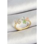 Callerrons Accessories Pirinç Kalp Figürlü Zirkon Taşlı Gold Renk Ayarlanabilir Kadın Yüzük - EBJ250530W34361