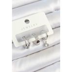 Callerrons Accessories Pirinç Zirkon Taşlı Halka Model Gümüş Renk 3'lü Çift Kadın Küpe Set - EBJ250705W36183