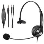 Callez Bilgisayar Kulaklığı, Mikrofonlu Gürültü Önleyici 3,5 mm Cep Telefonu Kulaklığı, PC Dizüstü Bilgisayar Tablet iPhone Android Çağrı Merkezi Ev Ofis Çalışması için Kablolu Kulaklık, Hat İçi