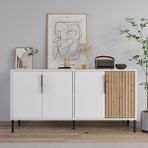 Callia Konsol 150CM, Çok Amaçlı Dolap, Kitaplık, Tv Konsolu - Beyaz - Meşe