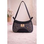 Calliopia Çiçekli Siyah Dantel Detaylı Vintage Coquette Omuz/ Baget Çanta