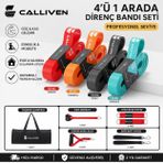 Calliven Premium Direnç Lastiği Seti 4'lü - Kapı Ankrajlı, El Tutacaklı, Ayak Bilek Kayışlı Fitness Bandı 12li Set