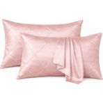 Calm Line-Mat Pamuk Saten Dekoratif Yastık Kılıfı - Toz Pembe - 50 x 70