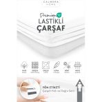 Calmera | %100 Pamuk Penye Lastikli Çarşaf | Tek & Çift Kişilik - Battal - Beyaz