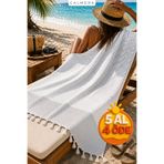 Calmera Çizgili Peştemal | Pamuk - Doğal Saçaklı | Plaj, Havuz, Spa, Sauna, Spor, Seyahat Havlusu - Gri