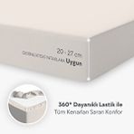 Calmera Home Çift Kişilik %100 Pamuk Penye Lastikli Çarşaf - Fitted Battal Bej - 180x200 Cm