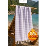 Calmera Linea Peştemal | İnce - Doğal Saçaklı | Plaj, Deniz, Havuz, Yoga, Spor, Seyahat Havlusu - Lila