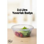Calvera 2.6 Litre Şeffaf Yuvarlak Badya - Çok Amaçlı Mutfak ve Salata Kasesi - Bpa Free - 2,6 lt
